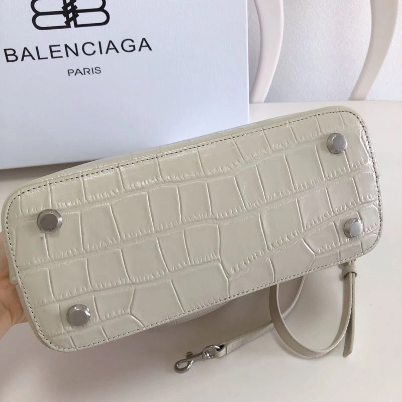Balenciaga Milk White Crocodile Effect Shell Bag - 26cm Soft 78551