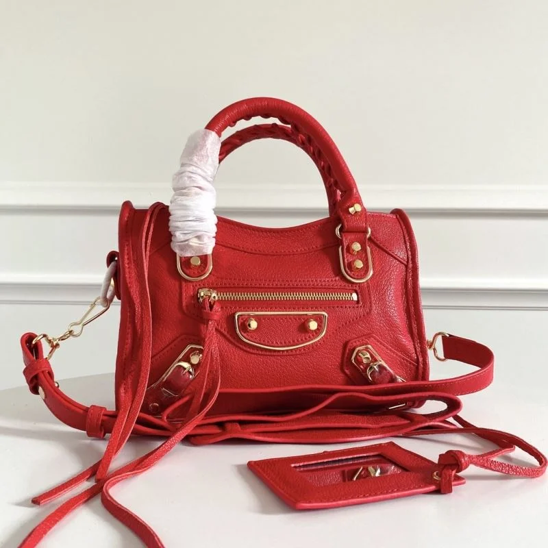 Balenciaga Mini  Goatskin Motorcycle Bag with Gold Buckle Trendsetting 38315