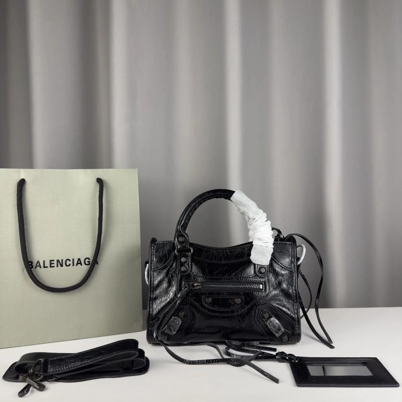 Balenciaga Mini Batch Motorcycle Shoulder Strap Mirror - Black Studs RelaxedFit 75307