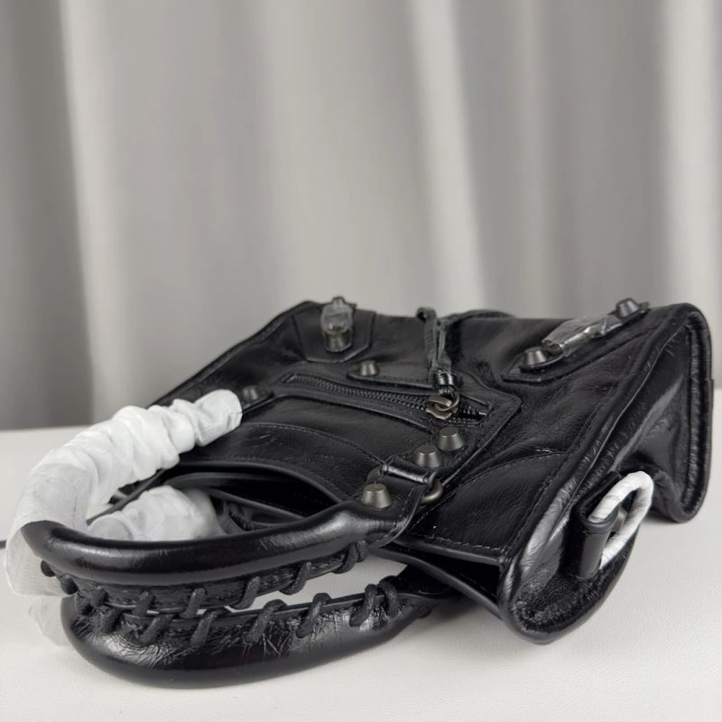 Balenciaga Mini Batch Motorcycle Shoulder Strap Mirror - Black Studs RelaxedFit 75307