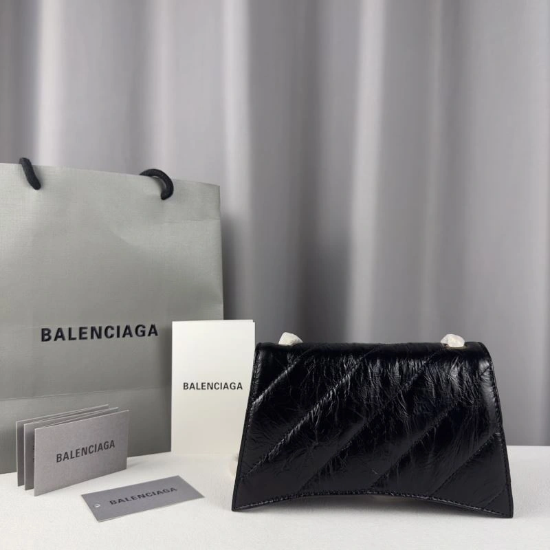 GoodFit Balenciaga Mini Black Gold Crush Hourglass Quilted Chain Bag 75279