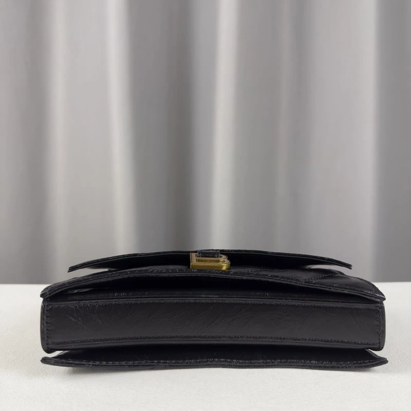 GoodFit Balenciaga Mini Black Gold Crush Hourglass Quilted Chain Bag 75279