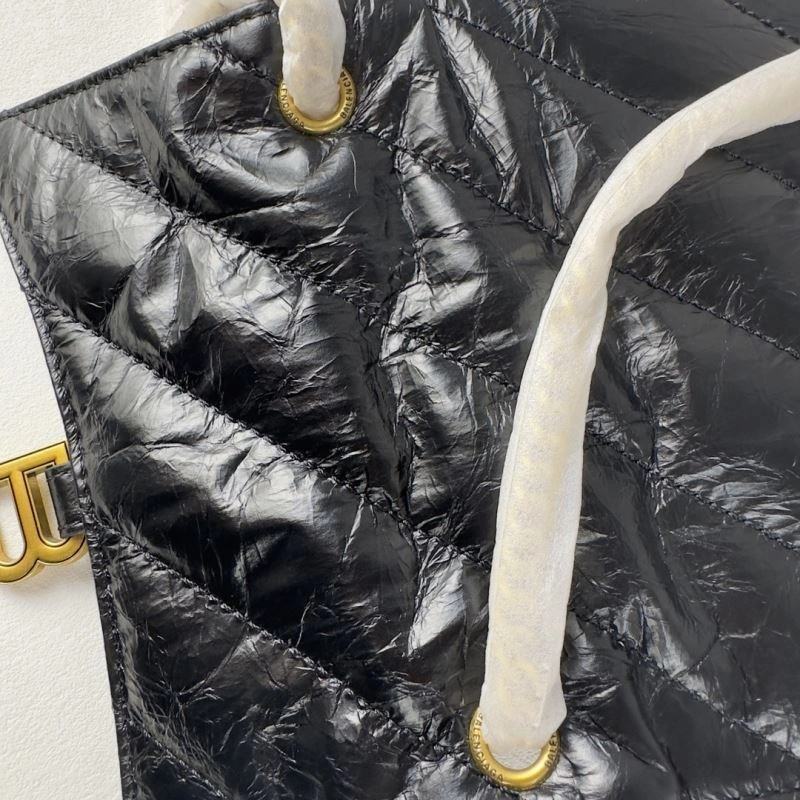 GoodFit Balenciaga Mini Black Gold Crush Hourglass Quilted Chain Bag 75279