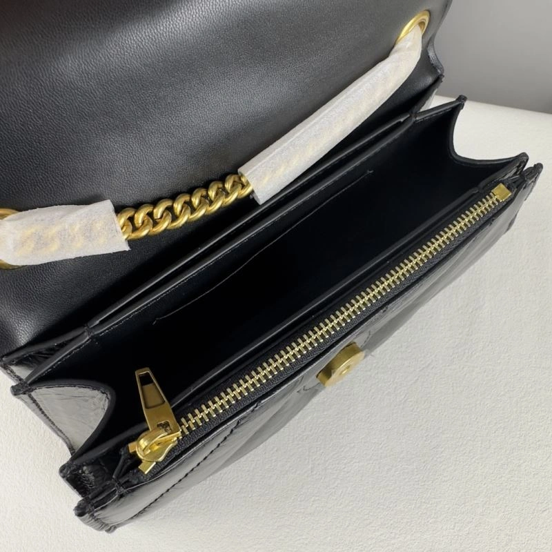 GoodFit Balenciaga Mini Black Gold Crush Hourglass Quilted Chain Bag 75279