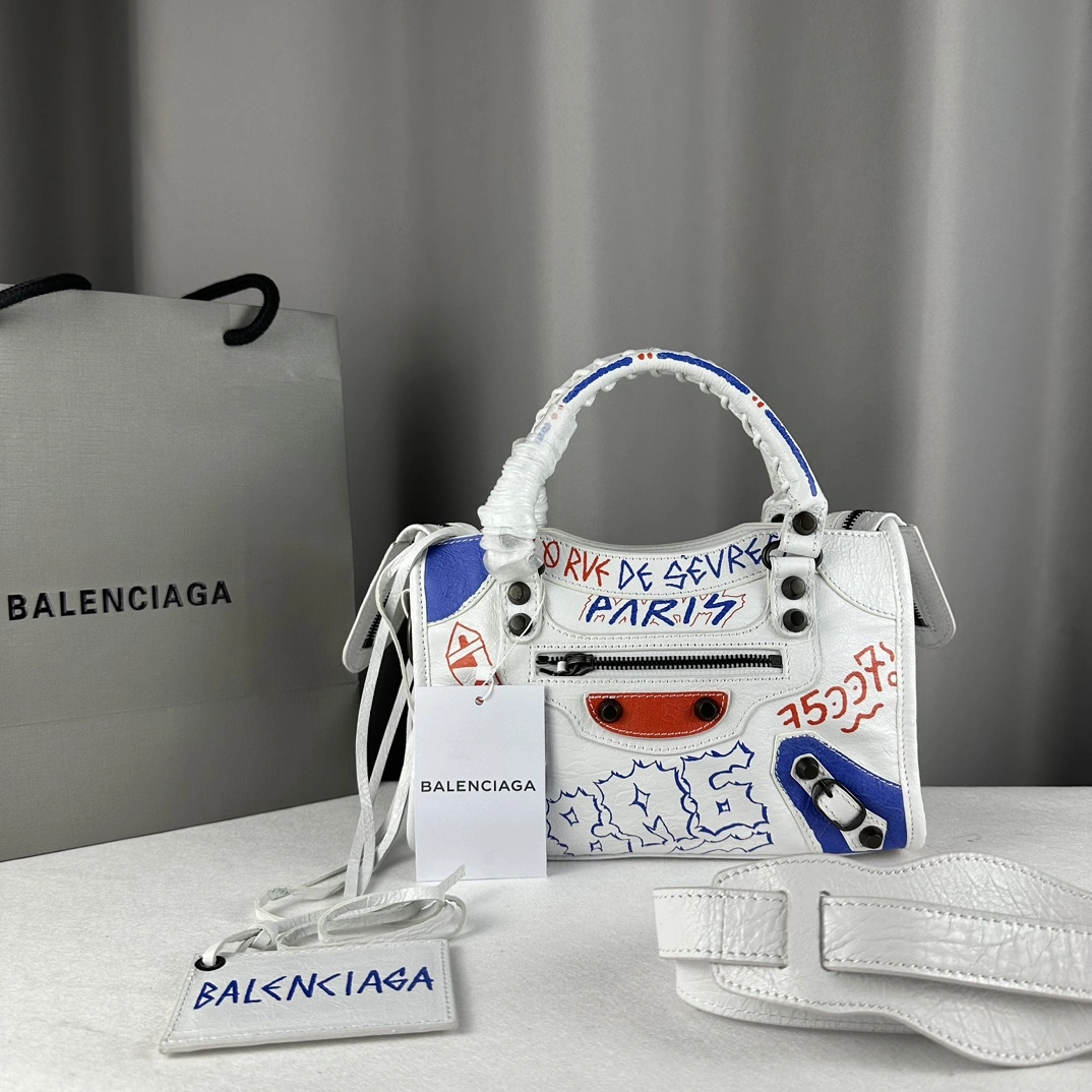 FastDry Balenciaga Mini City Graffiti Sheepskin Handcrafted Bag 60994