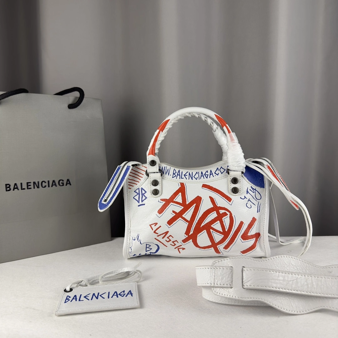FastDry Balenciaga Mini City Graffiti Sheepskin Handcrafted Bag 60994