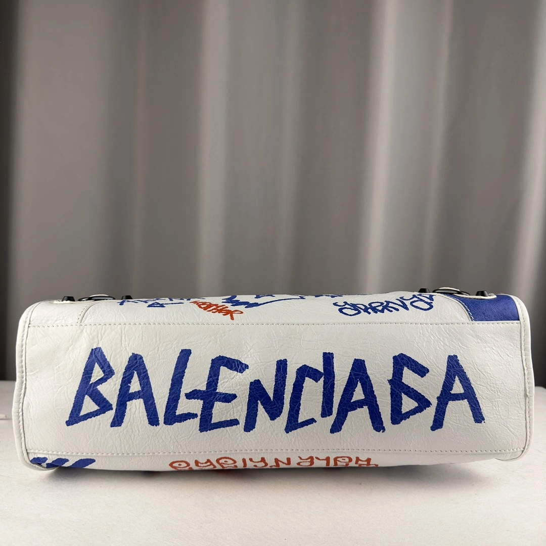 Balenciaga Mini City Graffiti Sheepskin Handmade Replica 38cm EasyMatch 60995