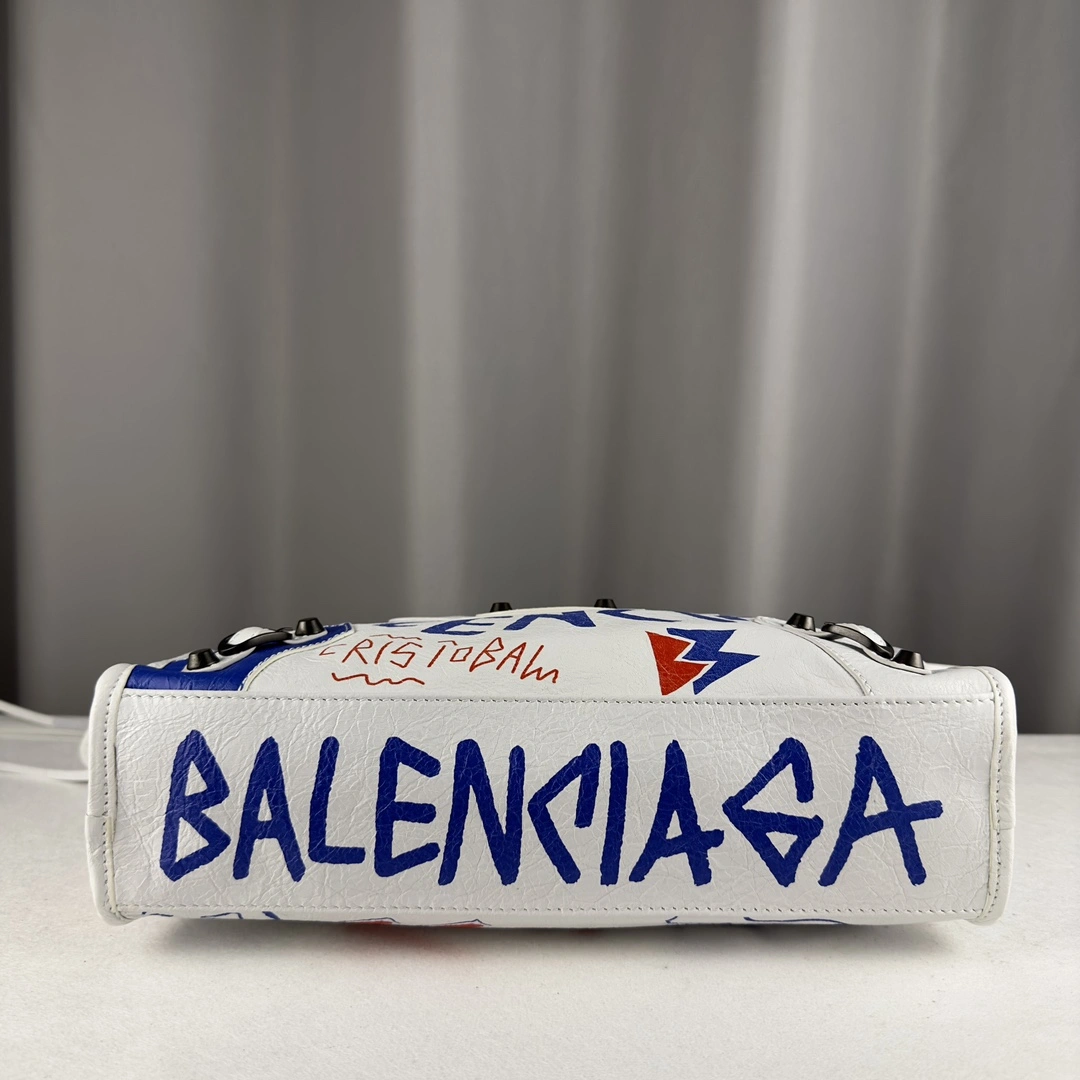 Balenciaga Mini City Graffiti Sheepskin Replica Bag 30cm Resilient 60993