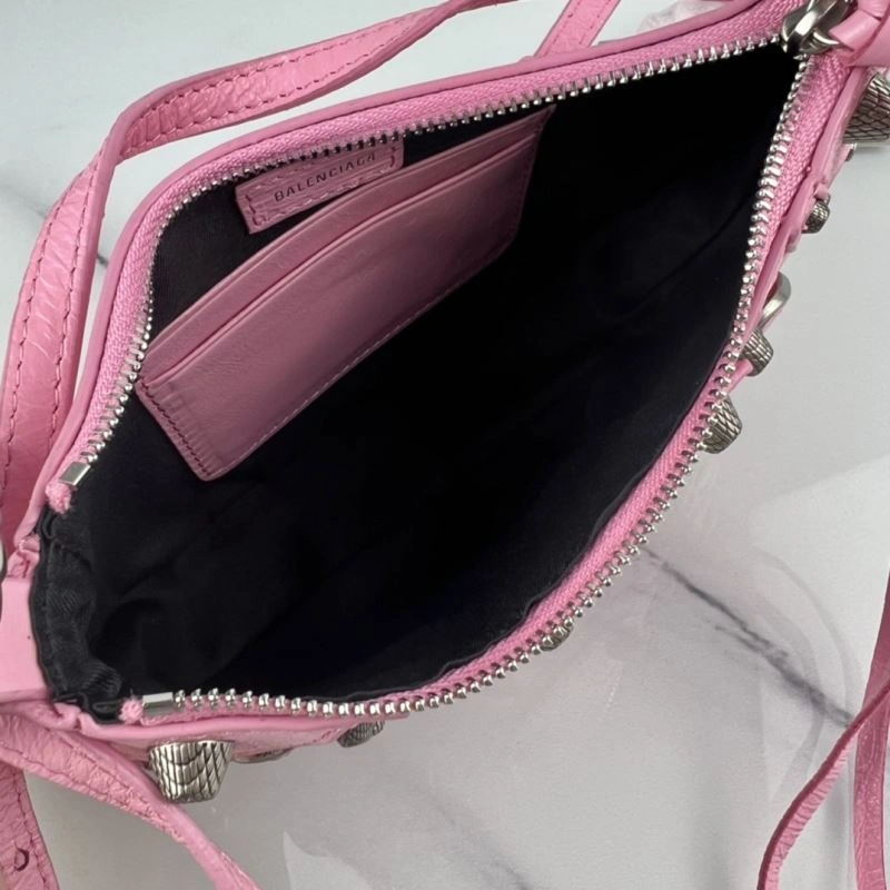 Balenciaga Mini Crackle Pink Le Cagole Bag with Silver Buckle GoAnywhere 78803