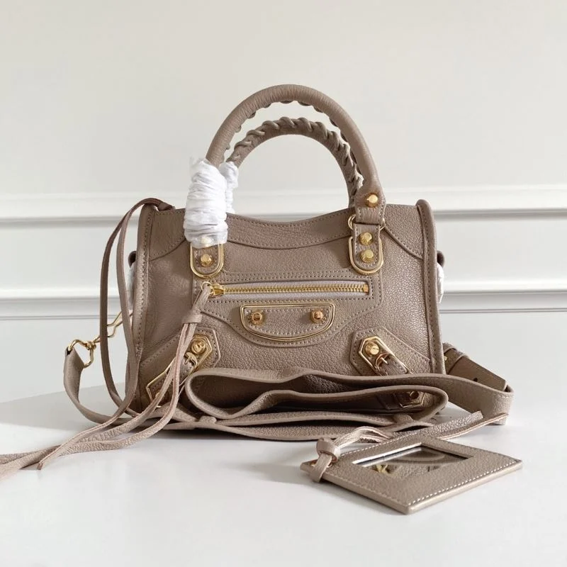 ZeroBulk Balenciaga Mini Goat Leather Motorcycle Bag with Gold Buckle 38318
