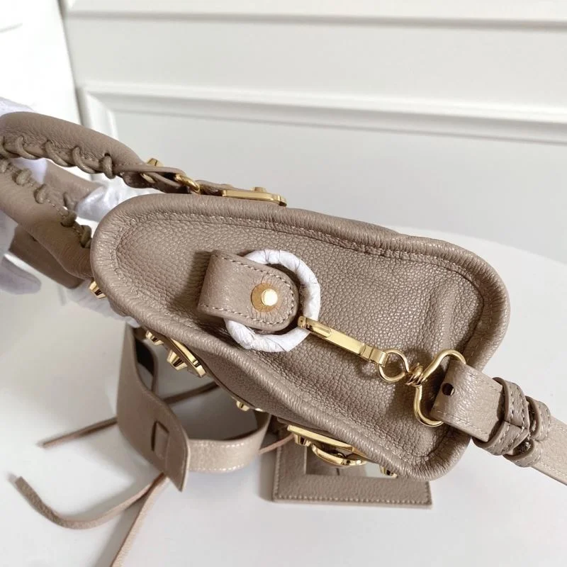 ZeroBulk Balenciaga Mini Goat Leather Motorcycle Bag with Gold Buckle 38318