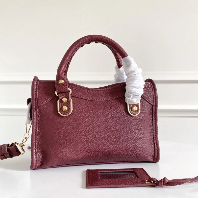 NewStyle Balenciaga Mini Goat Leather Motorcycle Bag with Gold Buckle 38308
