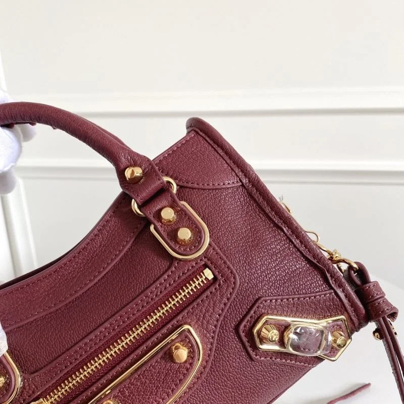 NewStyle Balenciaga Mini Goat Leather Motorcycle Bag with Gold Buckle 38308