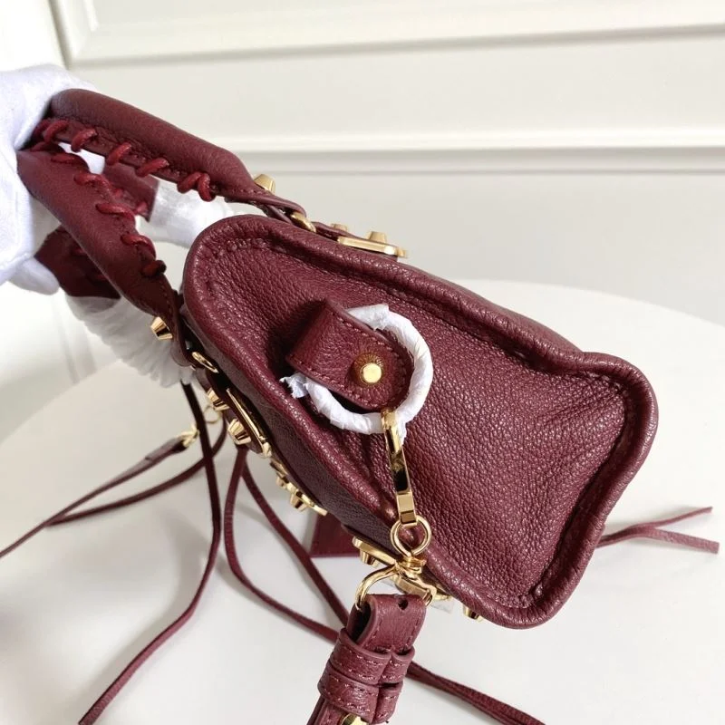 NewStyle Balenciaga Mini Goat Leather Motorcycle Bag with Gold Buckle 38308
