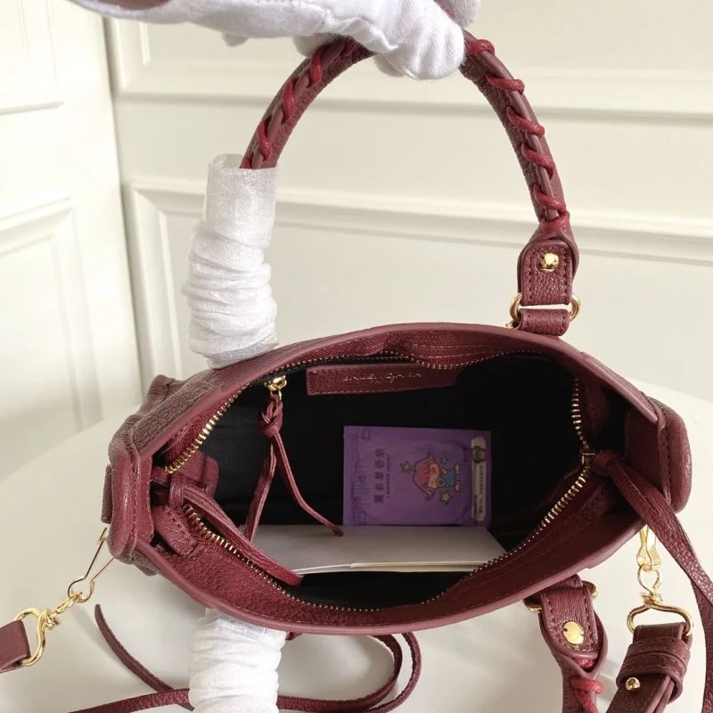 NewStyle Balenciaga Mini Goat Leather Motorcycle Bag with Gold Buckle 38308