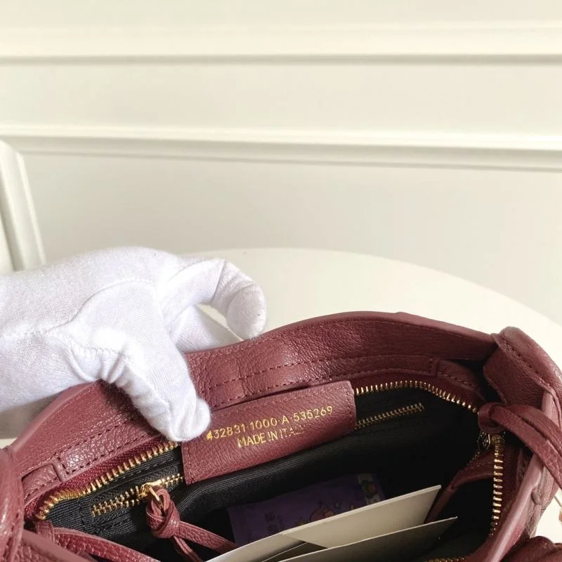 NewStyle Balenciaga Mini Goat Leather Motorcycle Bag with Gold Buckle 38308