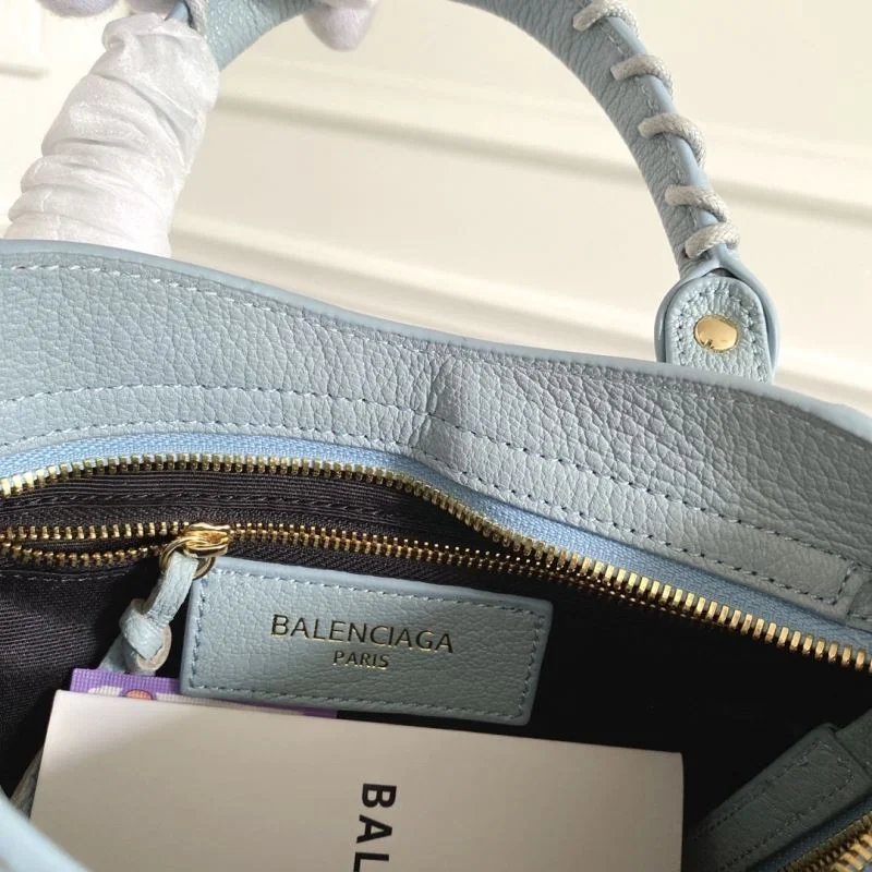 Balenciaga Mini Goatskin Motorcycle Bag with Gold Buckle - Water Blue Bright 38311
