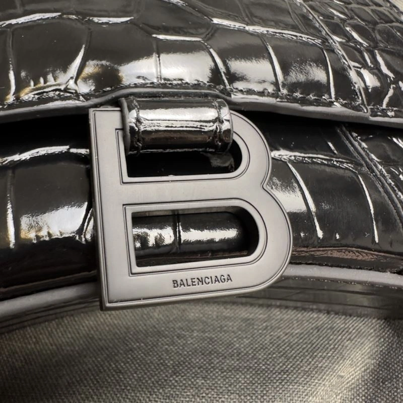 StreetReady Balenciaga Mini Hourglass Croc-Pattern Bag in Black 69981