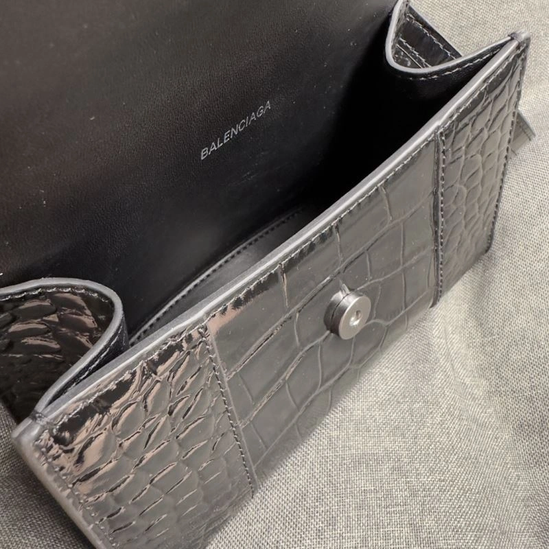 StreetReady Balenciaga Mini Hourglass Croc-Pattern Bag in Black 69981
