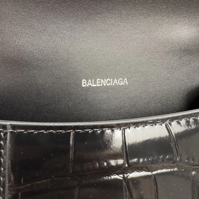 StreetReady Balenciaga Mini Hourglass Croc-Pattern Bag in Black 69981
