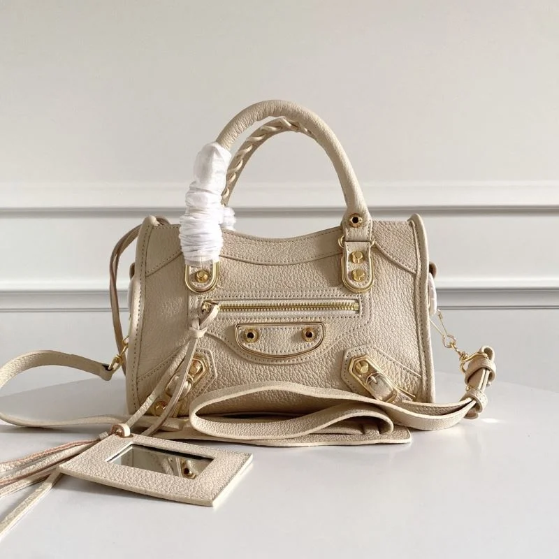 Balenciaga Mini Italian Goat Leather Motorcycle Bag with Gold Buckle Compact 38296