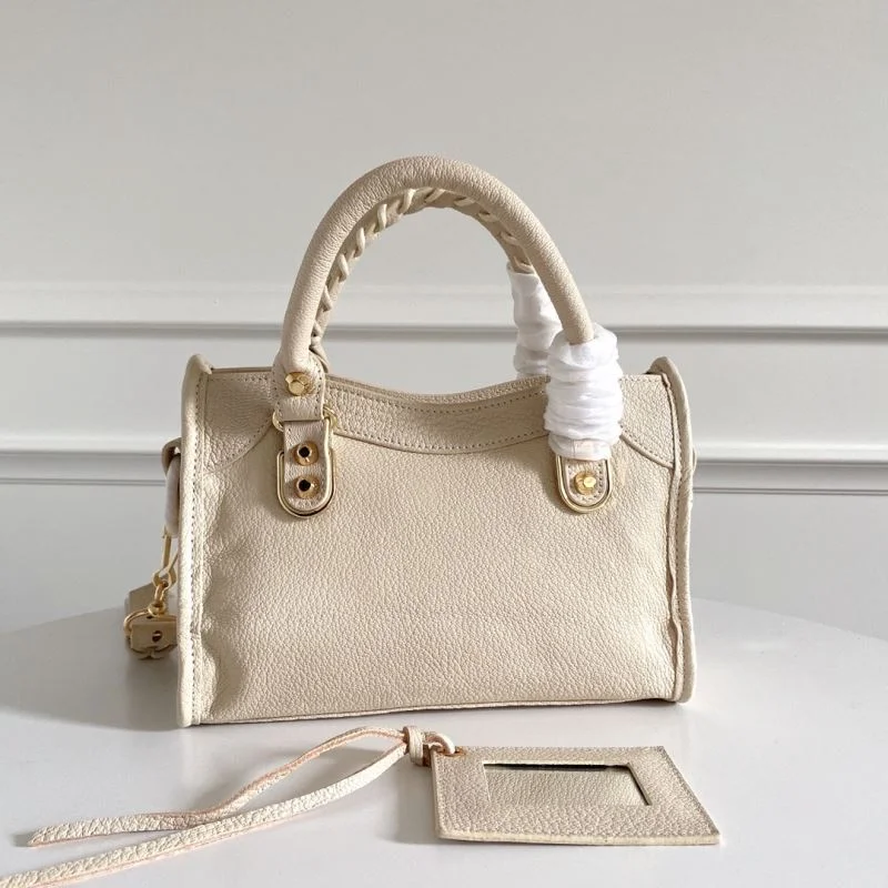 Balenciaga Mini Italian Goat Leather Motorcycle Bag with Gold Buckle Compact 38296