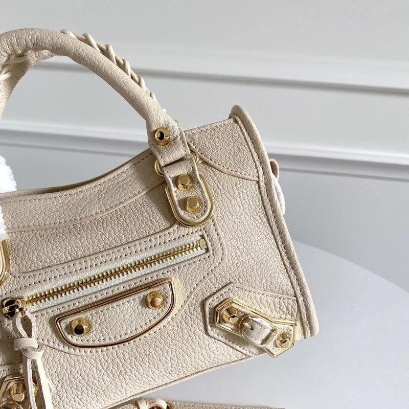 Balenciaga Mini Italian Goat Leather Motorcycle Bag with Gold Buckle Compact 38296