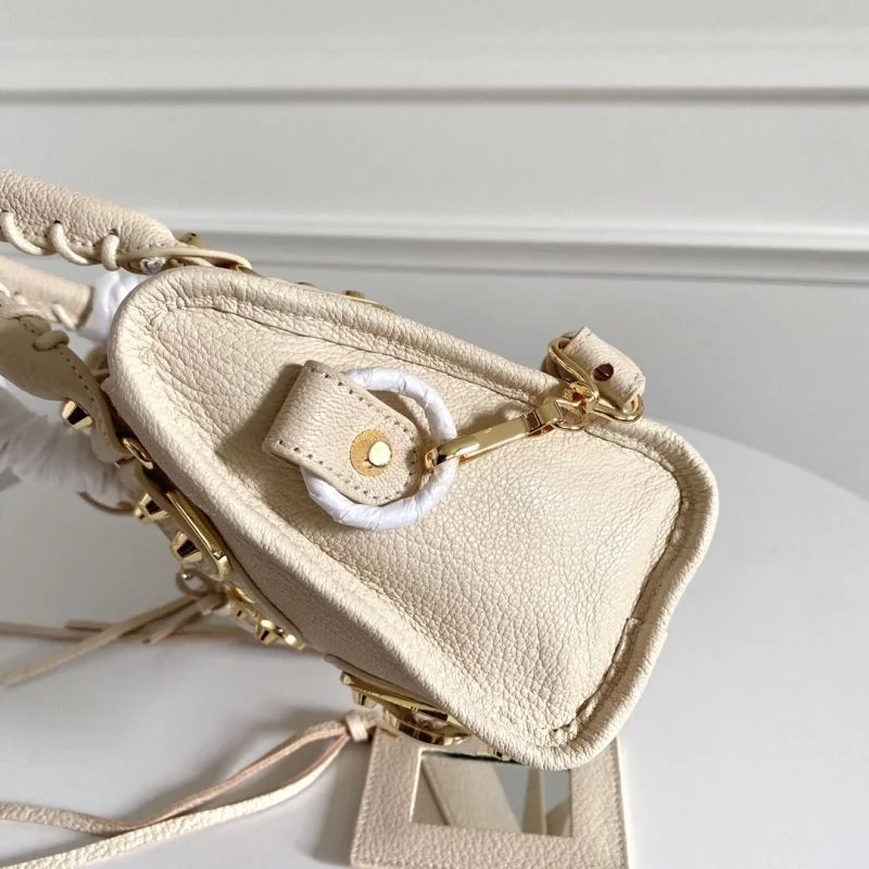 Balenciaga Mini Italian Goat Leather Motorcycle Bag with Gold Buckle Compact 38296