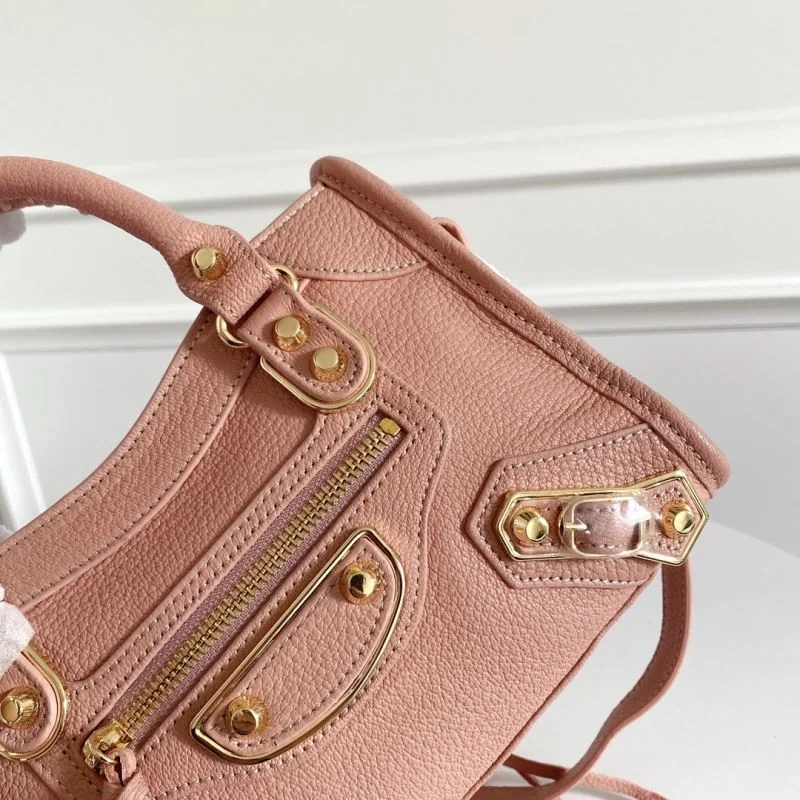 Balenciaga Mini Italian Goatskin Motorcycle Bag with Gold Buckle - Light Pink Modern 38310