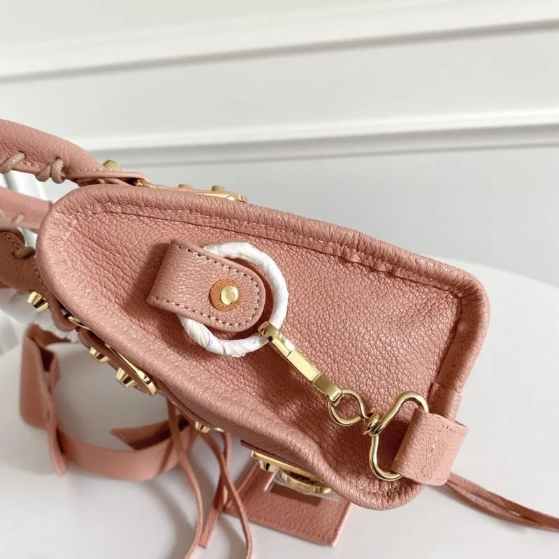 Balenciaga Mini Italian Goatskin Motorcycle Bag with Gold Buckle - Light Pink Modern 38310