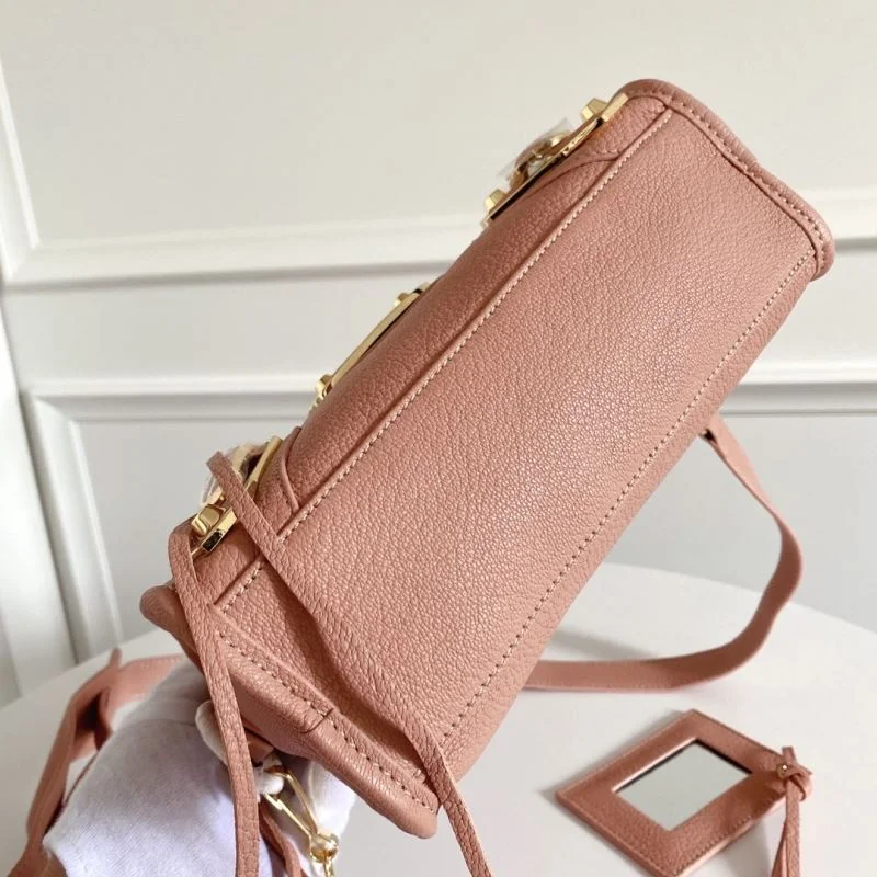 Balenciaga Mini Italian Goatskin Motorcycle Bag with Gold Buckle - Light Pink Modern 38310