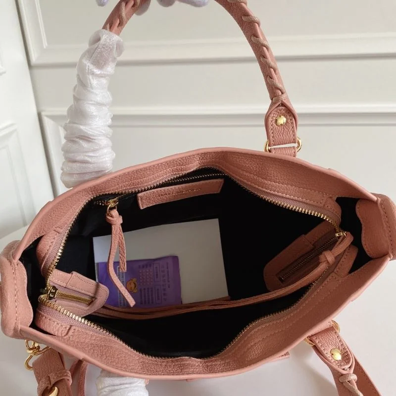Balenciaga Mini Italian Goatskin Motorcycle Bag with Gold Buckle - Light Pink Modern 38310