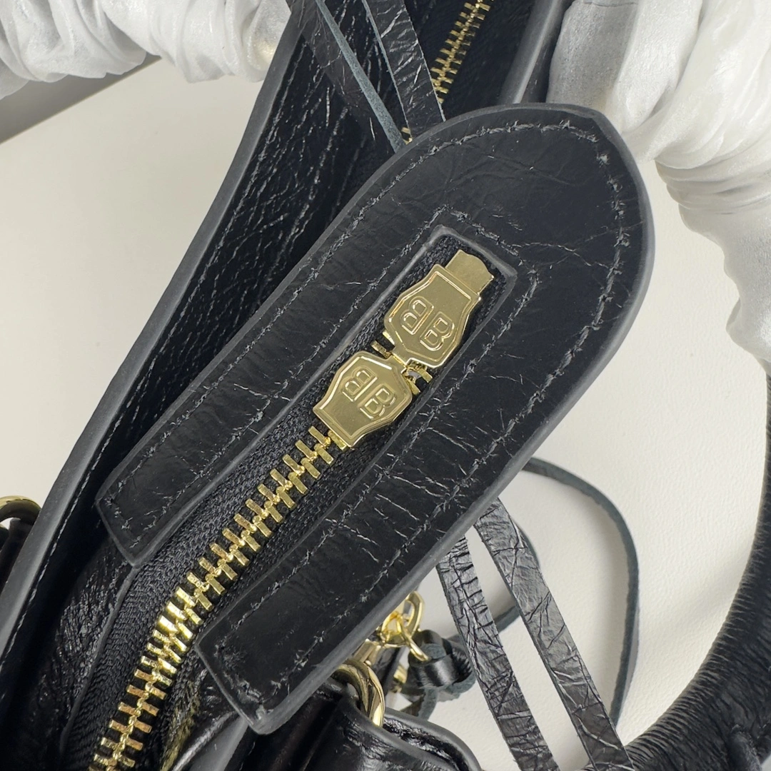 NewStyle Balenciaga Mini Motorcycle Bag - Logo Print with Gold Studs 60990