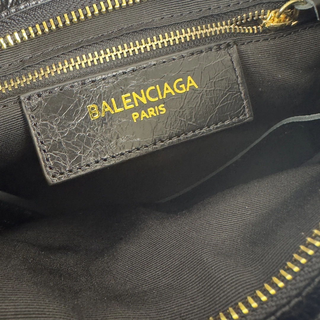 NewStyle Balenciaga Mini Motorcycle Bag - Logo Print with Gold Studs 60990