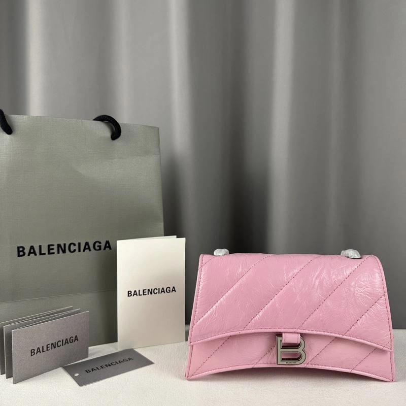 Minimalist Balenciaga Mini Pink Crush Hourglass Quilted Chain Bag 75268