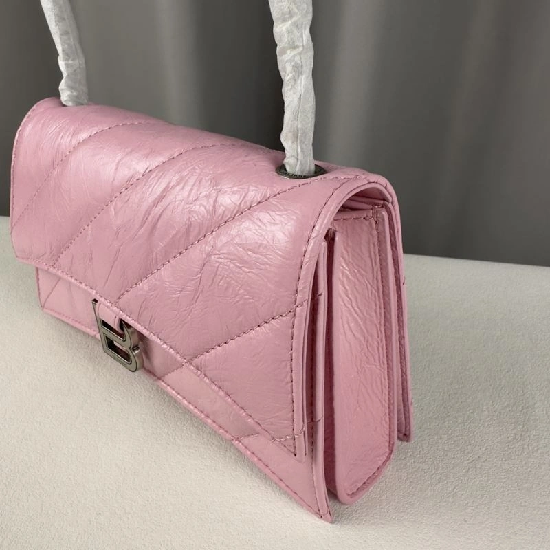 Minimalist Balenciaga Mini Pink Crush Hourglass Quilted Chain Bag 75268