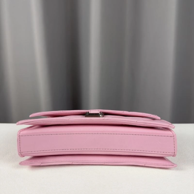 Minimalist Balenciaga Mini Pink Crush Hourglass Quilted Chain Bag 75268