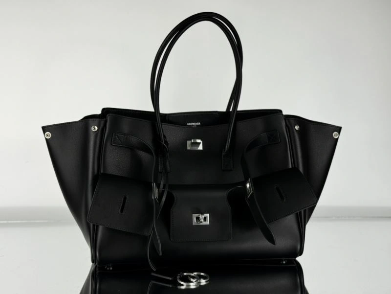 Sustainable Balenciaga  Black Silver Bel-Air Calfskin Shoulder Bag 67003