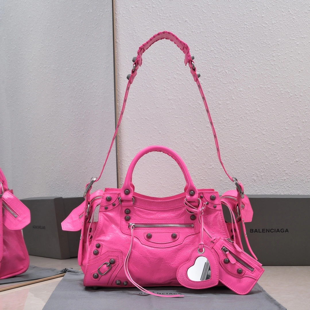 Bold Balenciaga NEO CAGOLE Distressed Lambskin Trapezoid Bag 60959