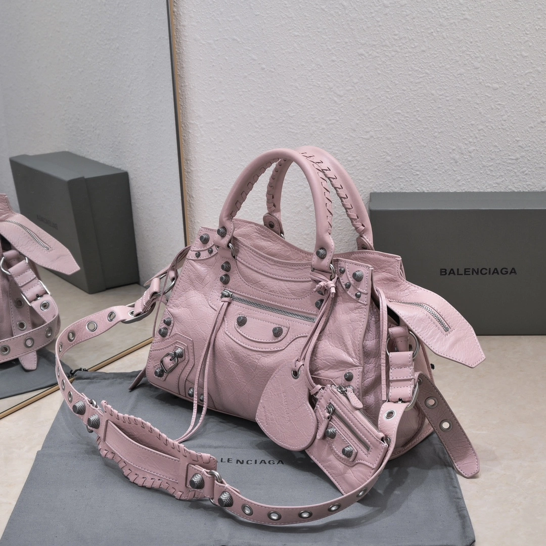 Vibrant Balenciaga NEO CAGOLE Vintage Cracked Lambskin Handbag 60965