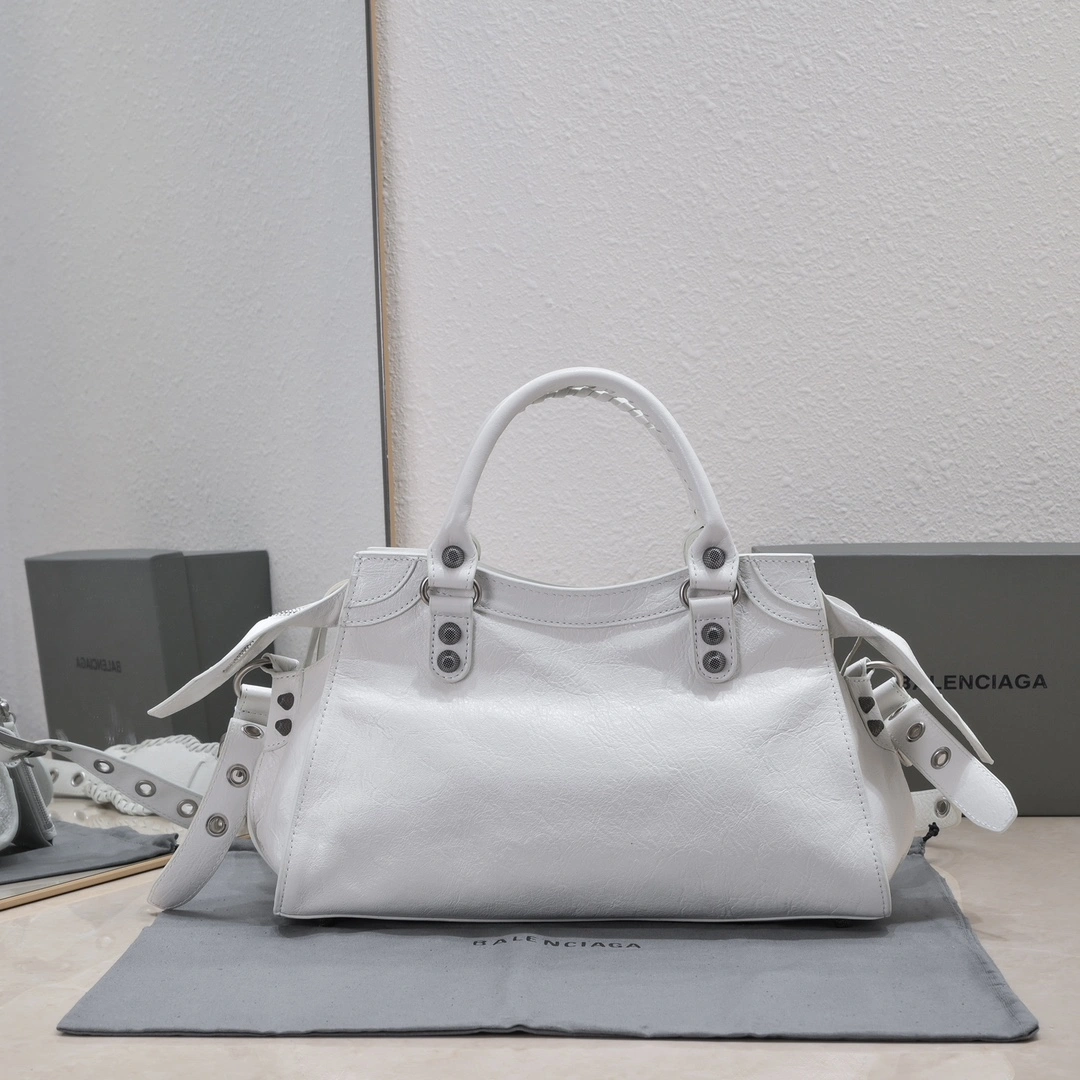 Trendsetting Balenciaga NEO CAGOLE Vintage Cracked Sheepskin Medium Bag 60957