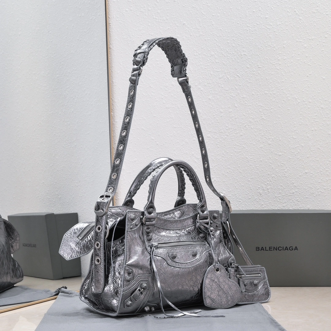 TechFriendly Balenciaga NEO CAGOLE Vintage Leather Trapezoid Bag with Accessories 60958