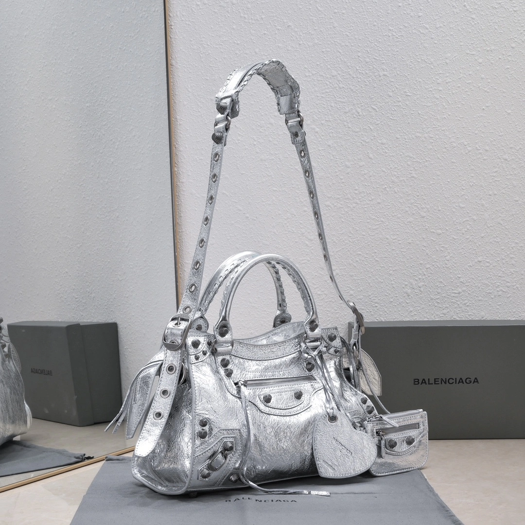 Balenciaga NEO CAGOLE Vintage Sheepskin Trapezoid Bag with Mirror Flexible 60951