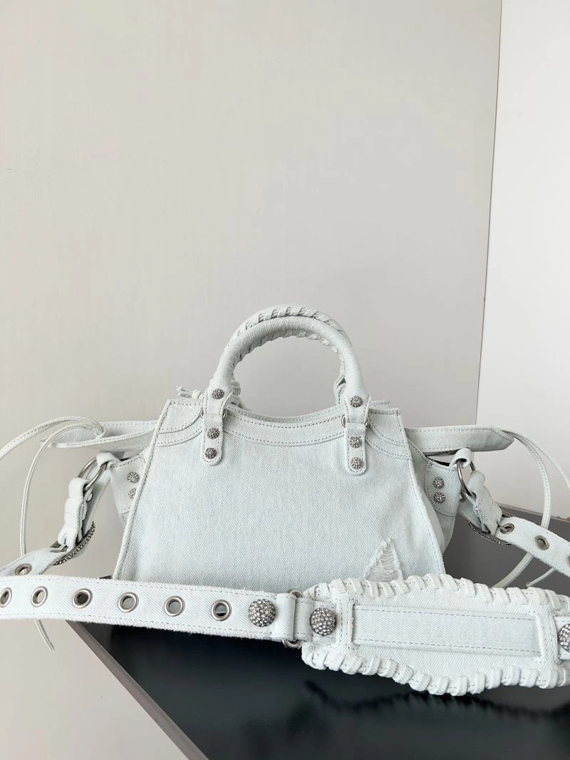 Unisex Balenciaga Neo Cagole Distressed Denim Motorcycle Bag 78757