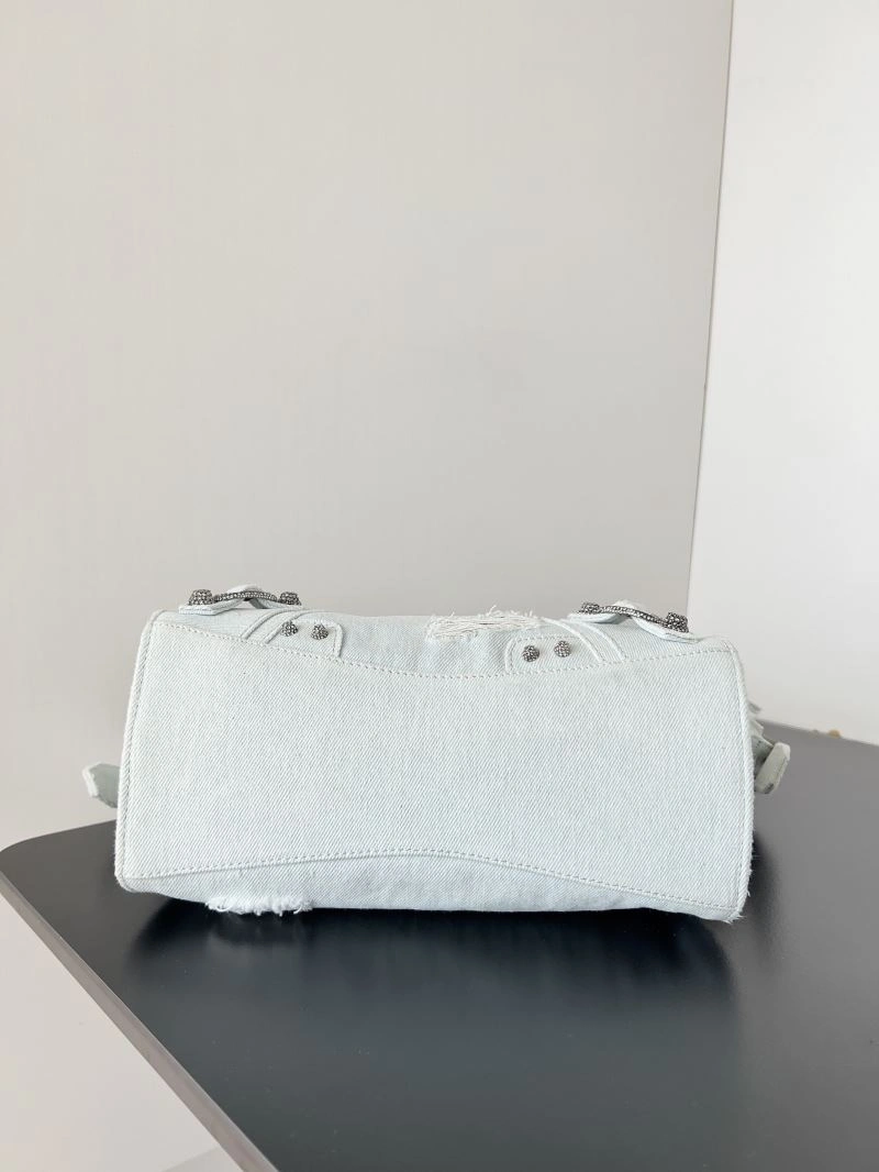 Unisex Balenciaga Neo Cagole Distressed Denim Motorcycle Bag 78757