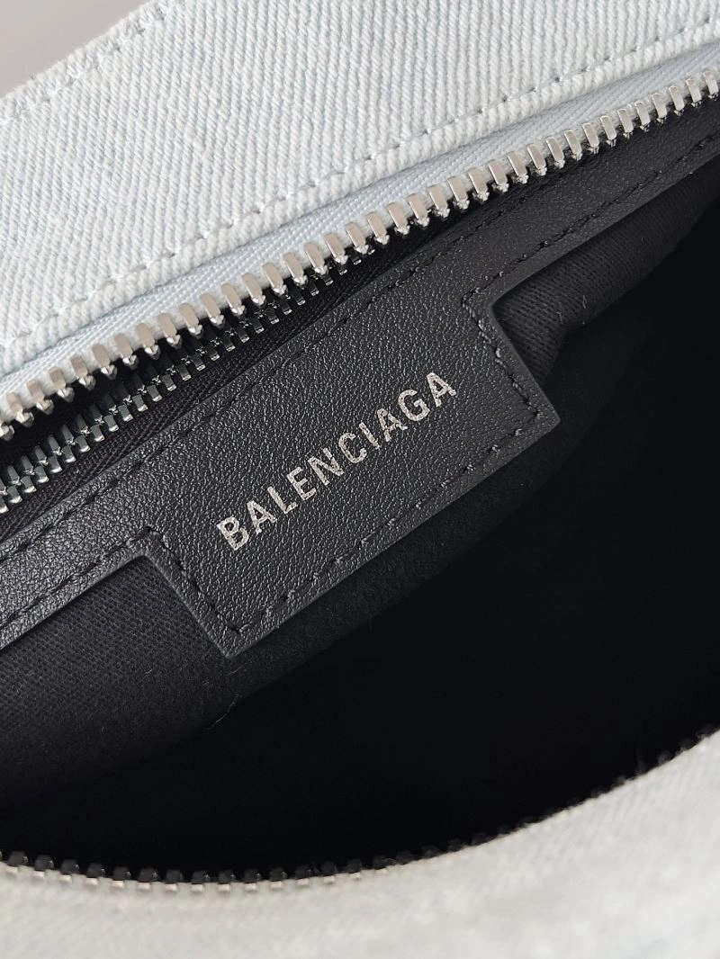 Unisex Balenciaga Neo Cagole Distressed Denim Motorcycle Bag 78757
