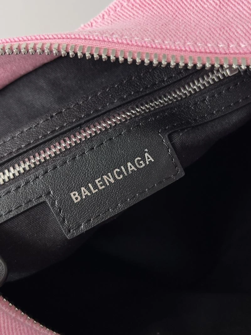 Functional Balenciaga Neo Cagole Distressed Denim Motorcycle Bag 72681