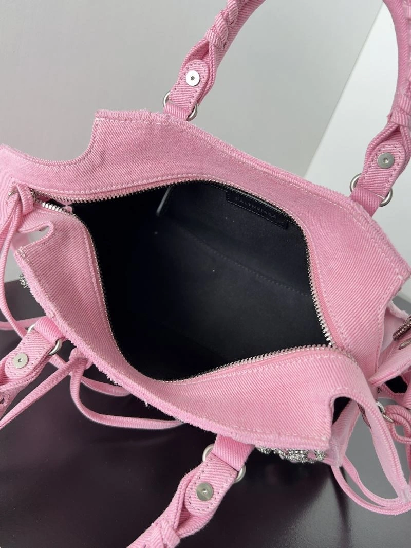 Functional Balenciaga Neo Cagole Distressed Denim Motorcycle Bag 72681