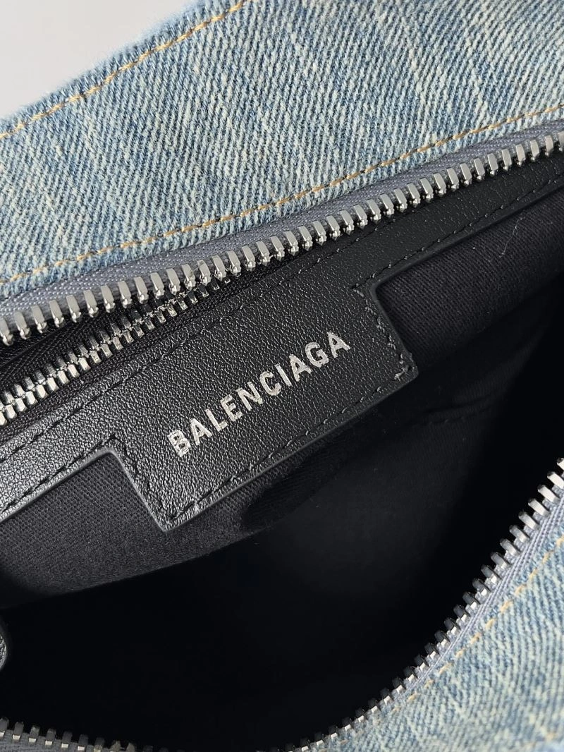Balenciaga Neo Cagole Distressed Denim Motorcycle Bag Stretchable 72673