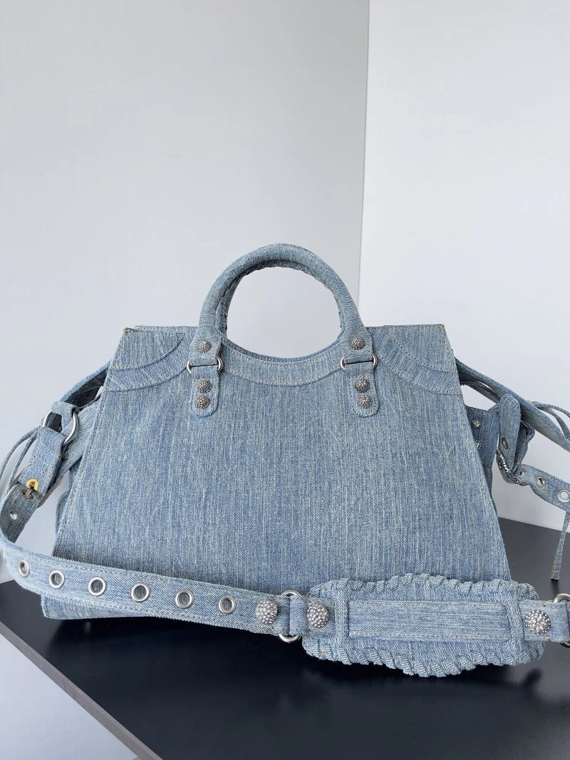 Balenciaga Neo Cagole Distressed Denim Motorcycle Bag UrbanStyle 72668
